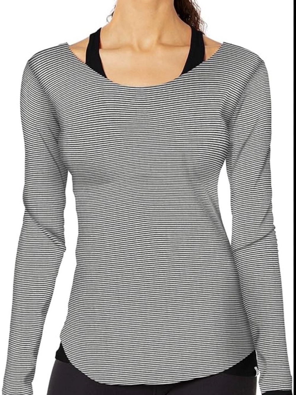 New Marc New York Grey Striped Long-Sleeve Boatneck Top